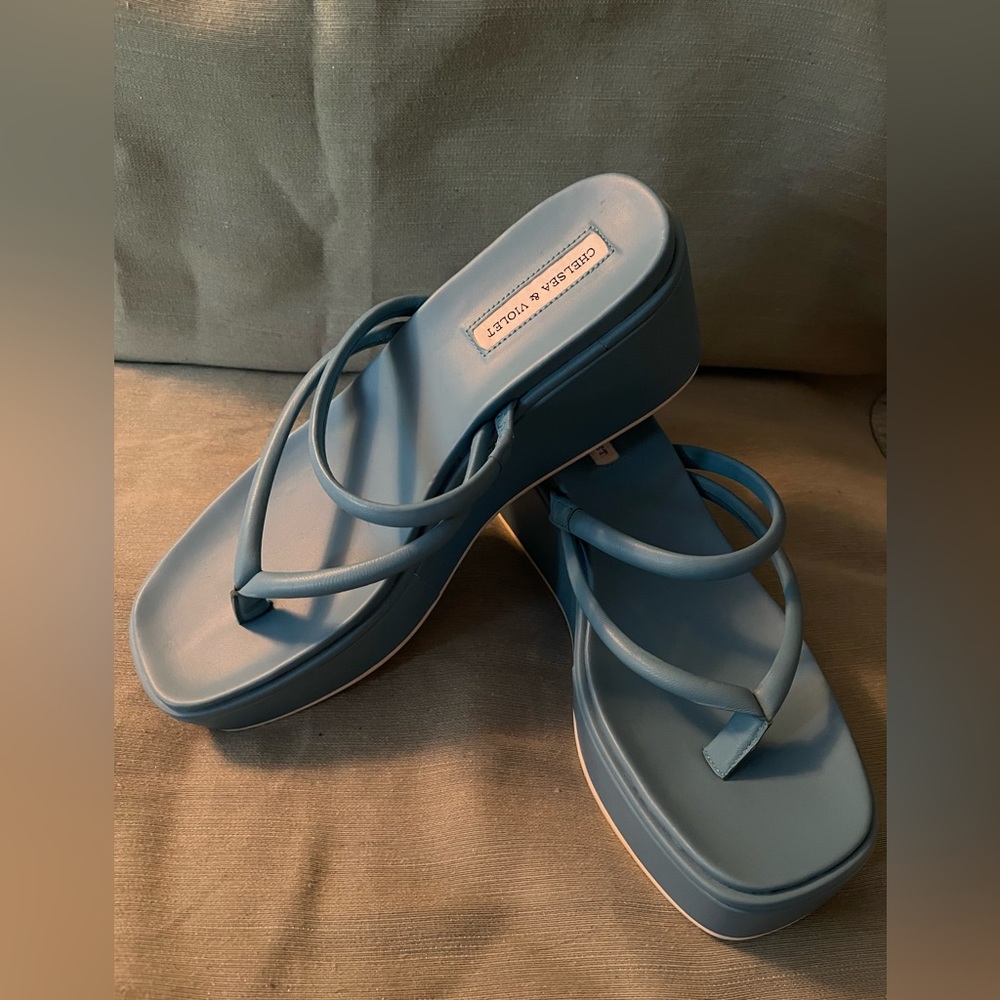 Blue platform sandals size 10